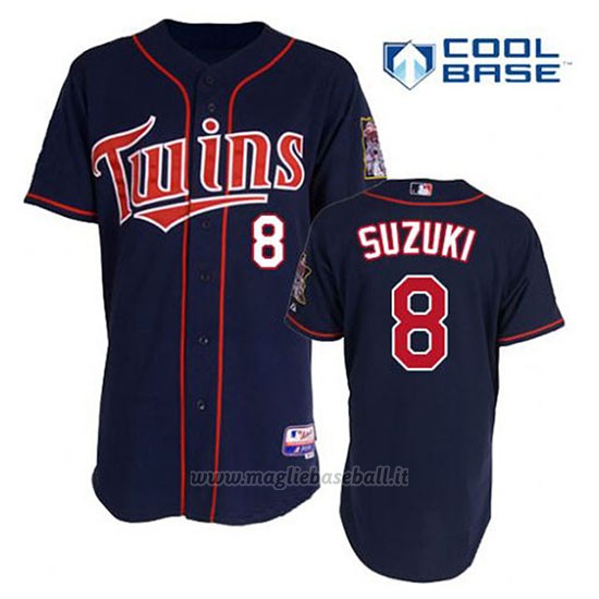 Maglia Baseball Uomo Minnesota Twins Kurt Suzuki 8 Blu Blu Alterner 1ªCool Base